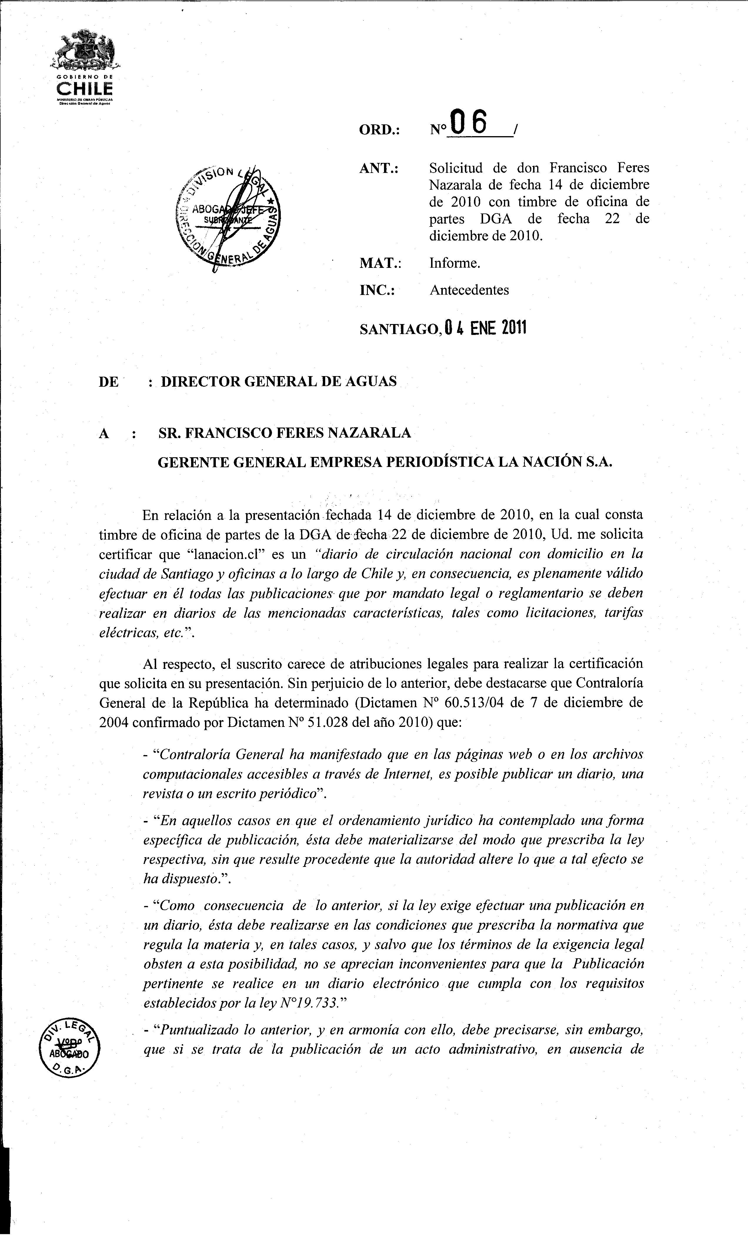 Dirección general de aguas