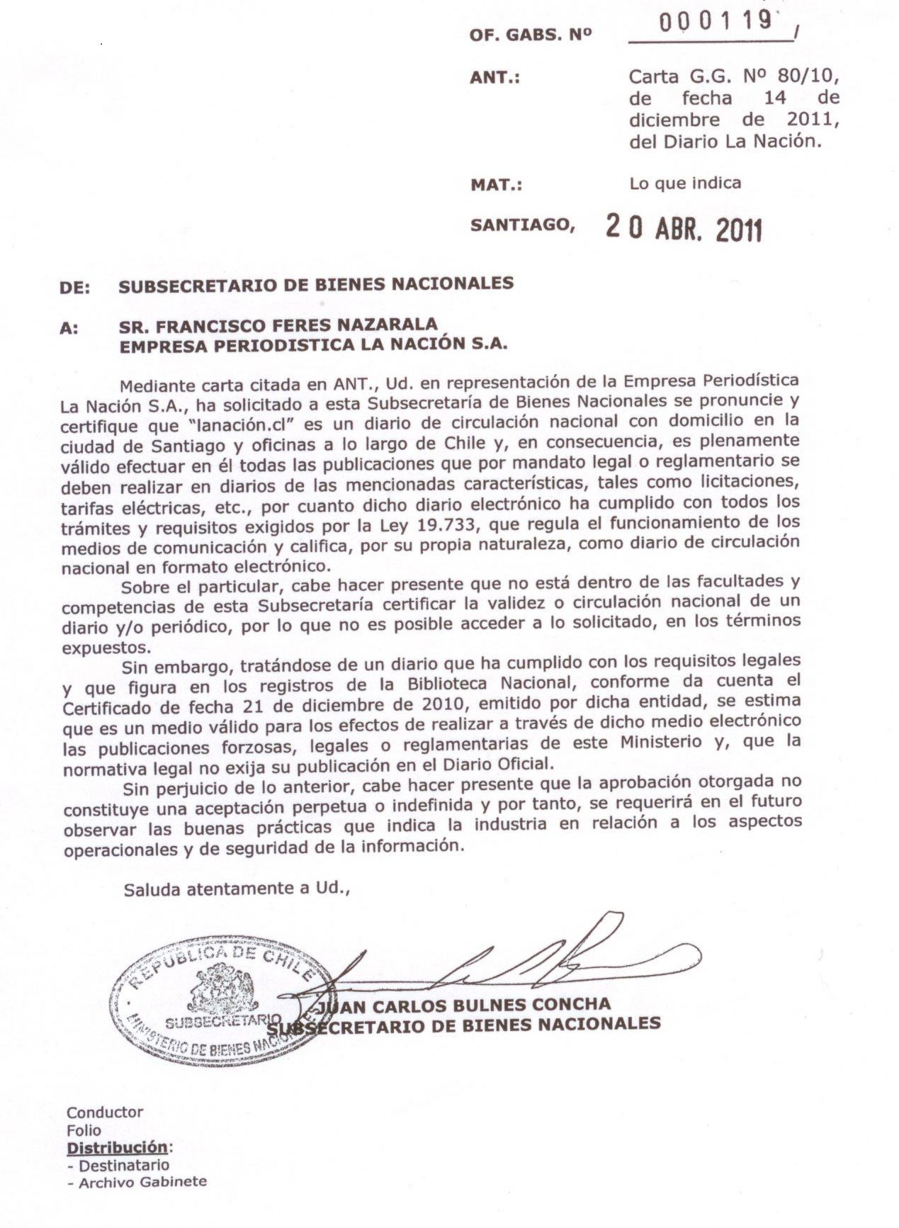 Subsecretaria de bienes nacionales